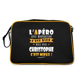Christophe Apero T shirt Humour prénom christophe - Sac Retro - noir/or - Dos