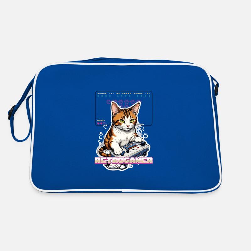Retro Gaming Katze: Retrogamer mit Controller Retro Tasche