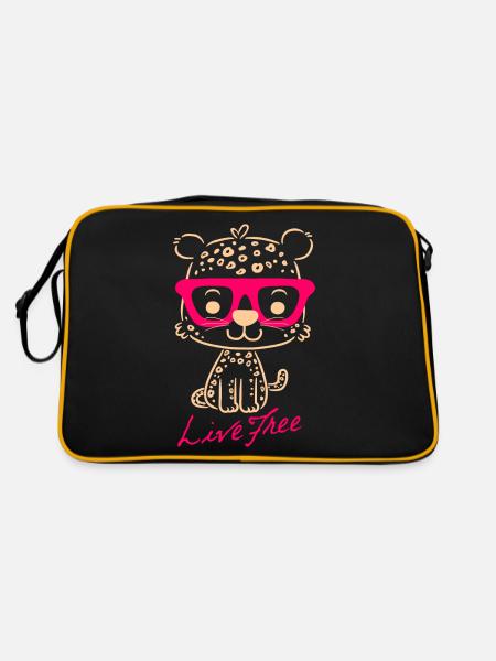 Leopard - Retro Tasche - Schwarz/Gold - Hinten