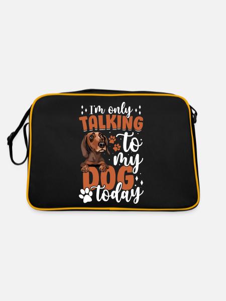 Dachshund I only talk to the dog funny - Retro Bag - black/gold - Back