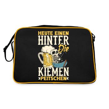 Heute einen hinter die Kiemen peitschen Bier - Retro Tasche - Schwarz/Gold - Hinten