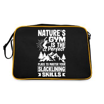 Nature's gym perfect to master your slacklining - Retro Tasche - Schwarz/Gold - Hinten