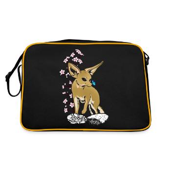 Renards Fennec, Cerisier japonais, Renards fennec, - Sac Retro - noir/or - Dos