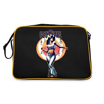 Life is a festival... cut out design - Retro Tasche - Schwarz/Gold - Hinten