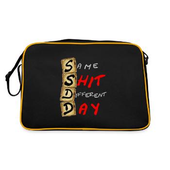 SSDD Same Shit Different Day - Retro Tasche - Schwarz/Gold - Hinten