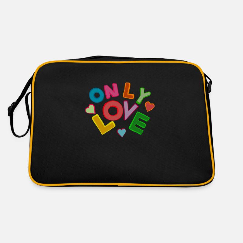 Only Love bunt - Retro Tasche - Schwarz/Gold