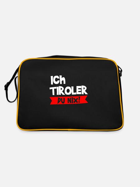 Tirol Tiroler Südtirol Österreich Spruch Geschenk - Retro Tasche - Schwarz/Gold - Hinten