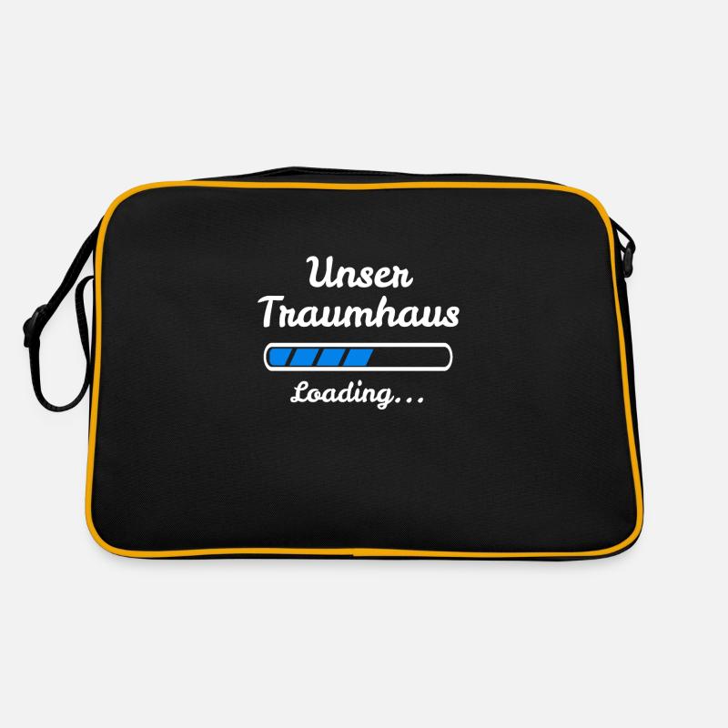 Bauherr Bauherren Häuslebauer Geschenk Retro Tasche