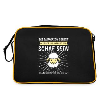 Schaf Schafe Hirte Geschenk - Retro Tasche - Schwarz/Gold - Hinten