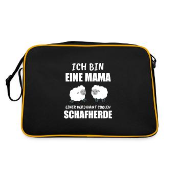 Schaf Schafe Hirte Geschenk - Retro Tasche - Schwarz/Gold - Hinten