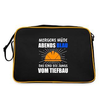 Tiefbau Tiefbauer Bauarbeiter Geschenk - Retro Tasche - Schwarz/Gold - Hinten