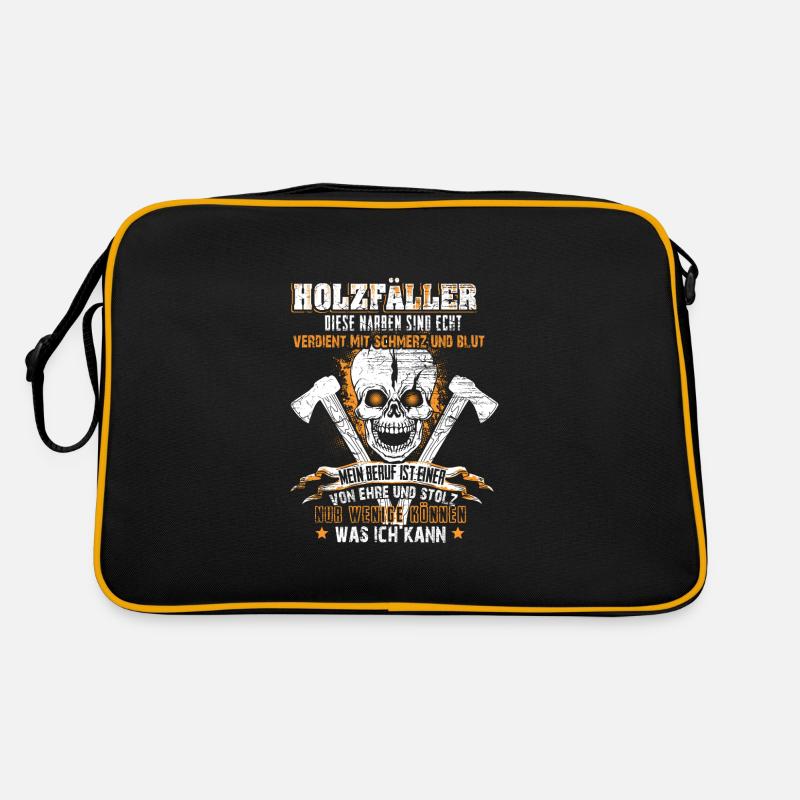 Forstwirt Holzfäller Waldarbeiter Geschenk - Retro Tasche - Schwarz/Gold