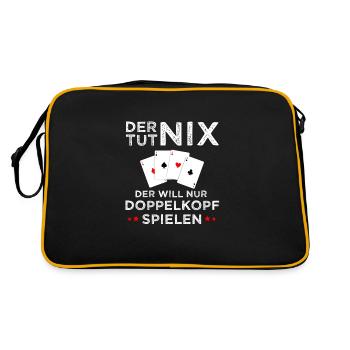 Doppelkopf Kartenspiel Schnapsen Geschenk - Retro Tasche - Schwarz/Gold - Hinten
