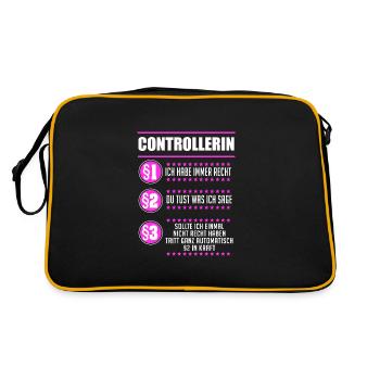 Controllerin Finanzen Controller Geschenk - Retro Tasche - Schwarz/Gold - Hinten