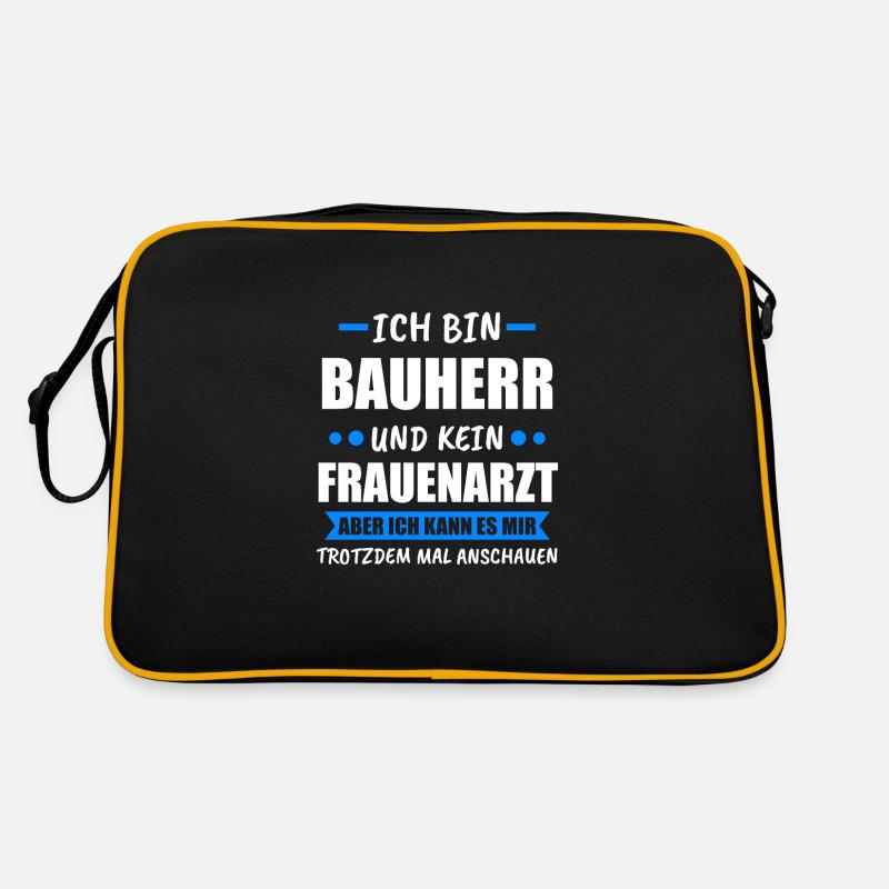 Bauherr Häuslebauer Bauherren Geschenk Retro Tasche