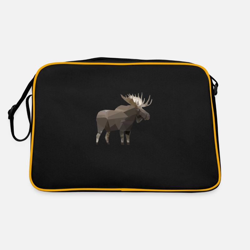 Elch Polygon Skandinavien Elche Geschenk - Retro Tasche - Schwarz/Gold
