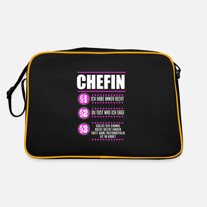 Chefin Chef Vorgesetzte Geschenk - Retro Tasche - Schwarz/Gold