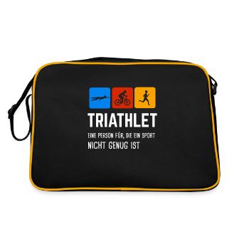 Triathlon Triathlet Triathleten Geschenk - Retro Tasche - Schwarz/Gold - Hinten