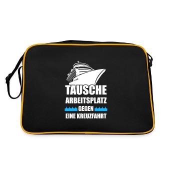 Kreuzfahrt Kreuzfahrtschiff Schiffsreise Geschenk - Retro Tasche - Schwarz/Gold - Hinten