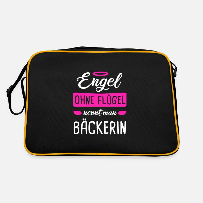 Bäckerin Backen Brot Geschenk - Retro Tasche - Schwarz/Gold