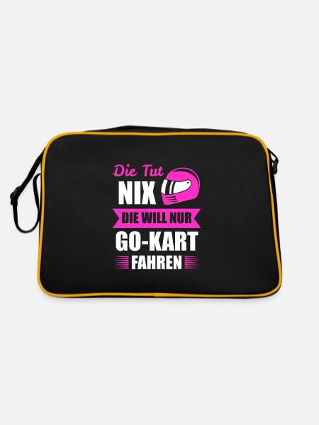 Go-kart Gokart Racing Geschenk - Retro Tasche - Schwarz/Gold