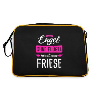 Friese Friesenpferd Friesen Geschenk - Retro Tasche - Schwarz/Gold - Hinten