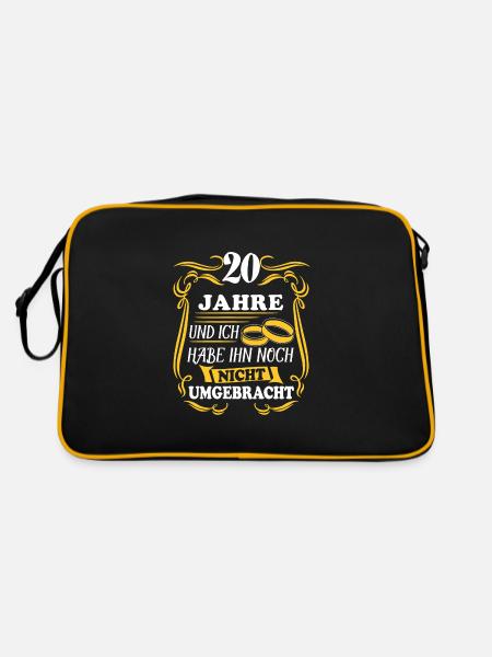 Porzellanhochzeit 20.Hochzeitstag Ehe Geschenk - Retro Tasche - Schwarz/Gold