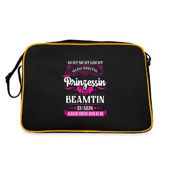 Beamter Beamte Beamtin Geschenk - Retro Tasche - Schwarz/Gold - Hinten