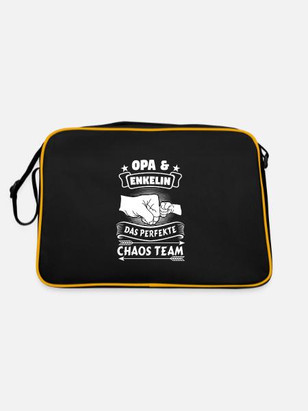 Opa & Enkelin Das Perfekte Chaos Team Familie - Retro Tasche - Schwarz/Gold