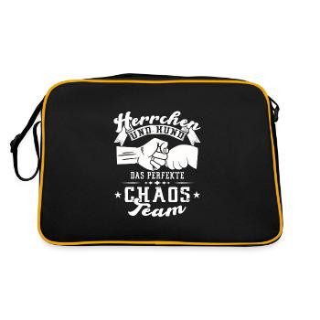 Herrchen und Hund Hunde Papa perfektes Team - Retro Tasche - Schwarz/Gold - Hinten