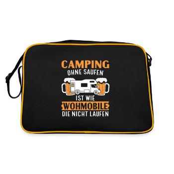 Wohnmobil Bier Camper Camping Geschenk - Retro Tasche - Schwarz/Gold - Hinten