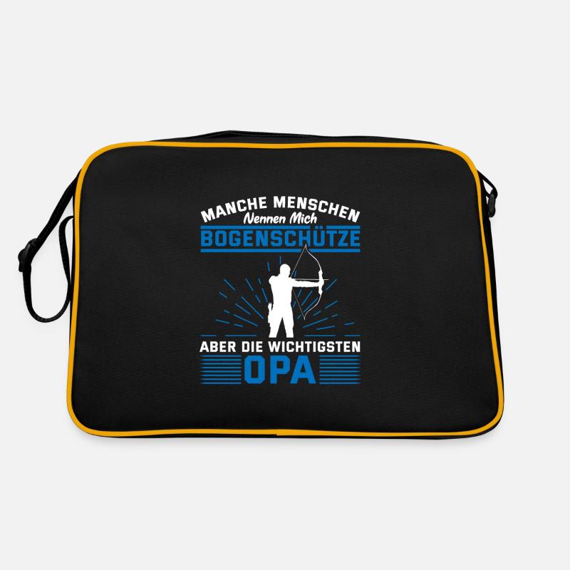 Bogenschütze Opa Bogenschießen Bogenschiessen - Retro Tasche - Schwarz/Gold