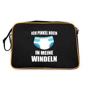 ABDL Windel Diaper Geschenk - Retro Tasche - Schwarz/Gold - Hinten