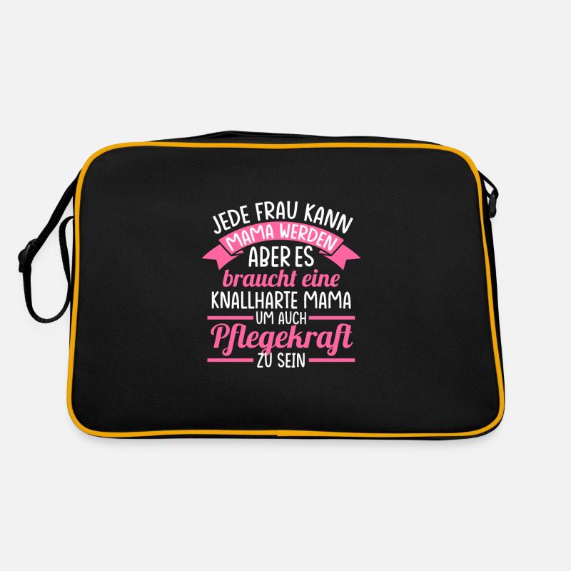 Pflegekraft Pflegekräfte Beruf Geschenk - Retro Tasche - Schwarz/Gold