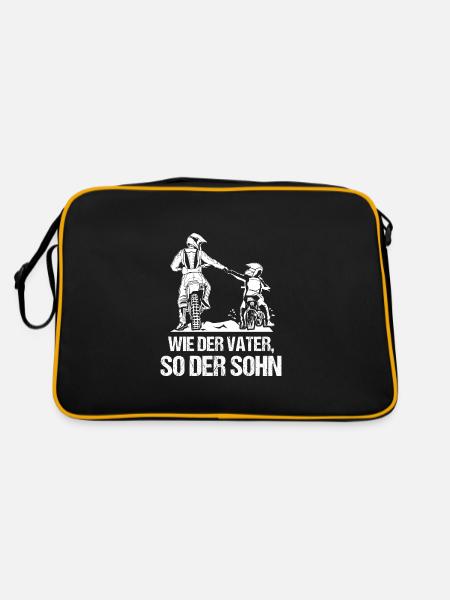 Vater Motocross Sohn Geschenk - Retro Tasche - Schwarz/Gold - Hinten