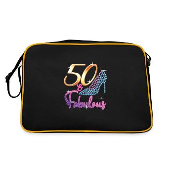50 & Fabulous Turning Fifty, 50th Birthday Gift - Retro Bag - black/gold - Back