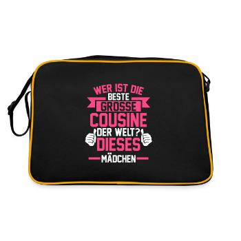 Große Cousine Cousine Cousinen Geschenk - Retro Tasche - Schwarz/Gold - Hinten