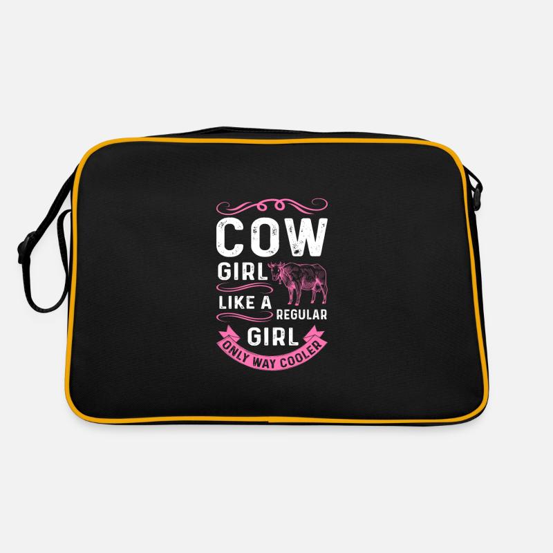 Kuh mädchen Kühe Farmer Geschenk - Retro Tasche - Schwarz/Gold