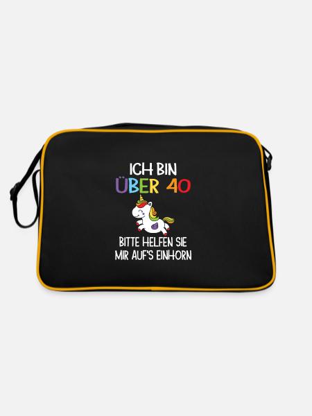 40. Geburtstag Frau 40 Jahre Einhorn Geschenk - Retro Tasche - Schwarz/Gold