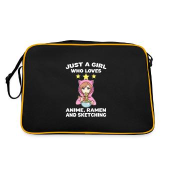 Anime Ramen Sketch Anime Girl Gift - Retro Bag - black/gold - Back