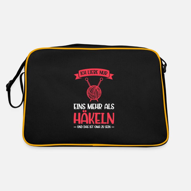 Häkeln Oma Handarbeit Geschenk - Retro Tasche - Schwarz/Gold