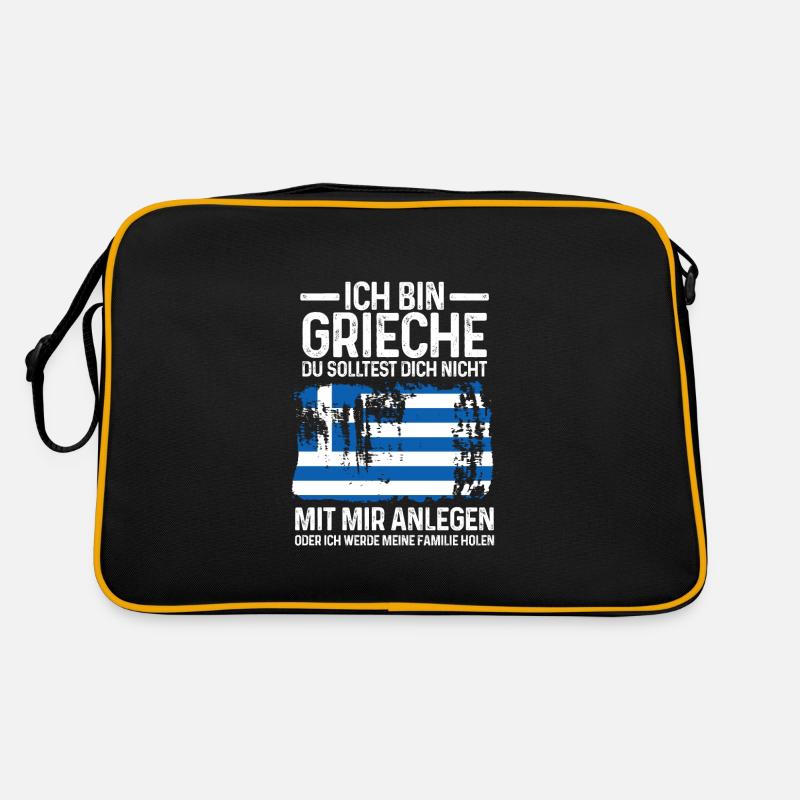 Grieche Griechisch Griechische Flagge Geschenk - Retro Tasche - Schwarz/Gold