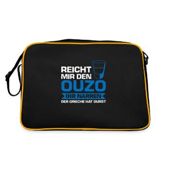 Ouzo Grieche Ouzo Liebhaber Geschenk - Retro Tasche - Schwarz/Gold - Hinten