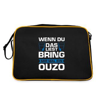 Ouzo Alkohol Ouzo Liebhaber Geschenk - Retro Tasche - Schwarz/Gold - Hinten