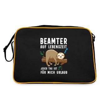 Beamter Beamte Faultier Geschenk - Retro Tasche - Schwarz/Gold - Hinten