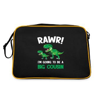 Großer Cousin Dinosaurier Großer Cousin Boy - Retro Tasche - Schwarz/Gold - Hinten