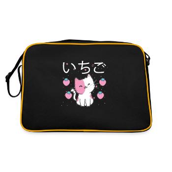 Anime Katze Beeren Kawaii Katze 90er Geschenk - Retro Tasche - Schwarz/Gold - Hinten