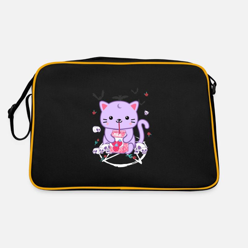 Katze Erdbeermilch Goth-Katze Goth Geschenk Retro Tasche
