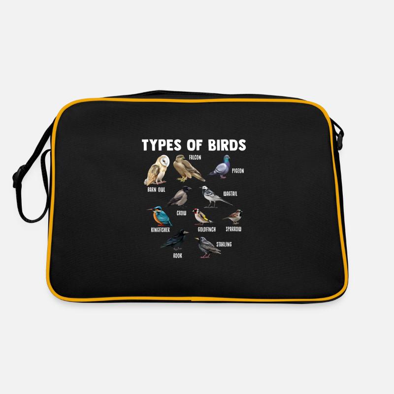 Vogelarten Vogelnest Vogelarten Vogel Geschenke - Retro Tasche - Schwarz/Gold