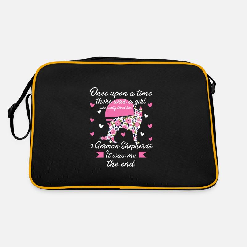 2 Deutsche Schäferhunde Mädchen 2 Deutsche - Retro Tasche - Schwarz/Gold